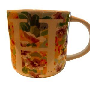 Anthropologie Initial H Mug Floral Ceramic